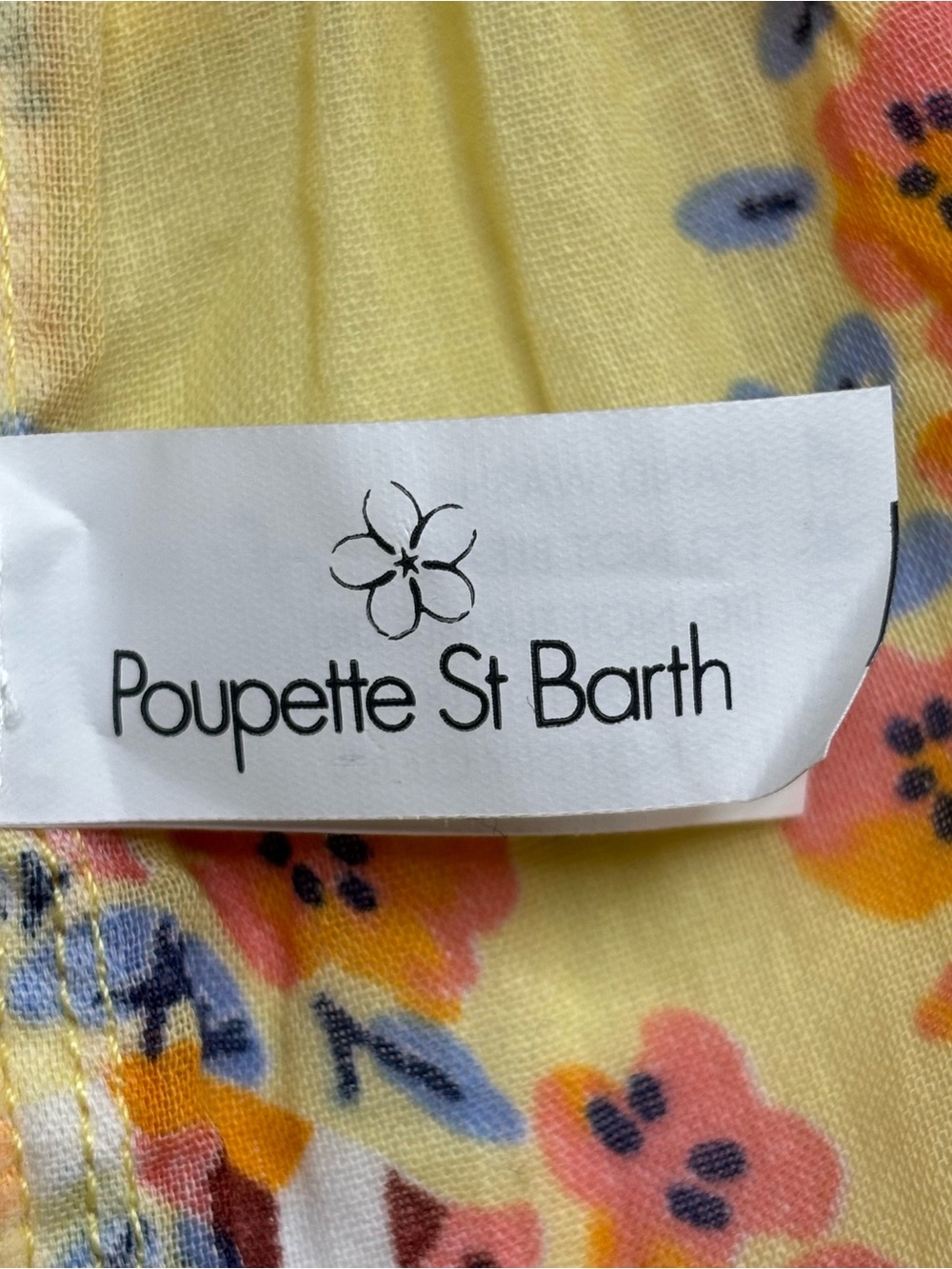 Poupette St Barth Amora Drop Waist Mini Dress Yellow Kookoo Bird Large NWT - Picture 12 of 16